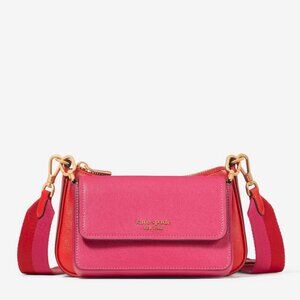 Kate Spade Double Up Colorblocked Crossbody - 2 in 1 Purse - Red / Pink KD051